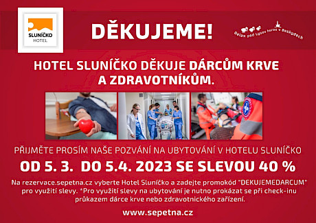 Hotel Sluníčko v Beskydech děkuje dárcům